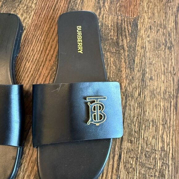 Burberry Leather TB Plaque Sandals - Picture 6 of 9